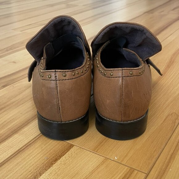 JOHN FLUEVOG Vintage Picnic Chianti Studded Monk Strap Tan Leather Size 7 - Picture 4 of 11